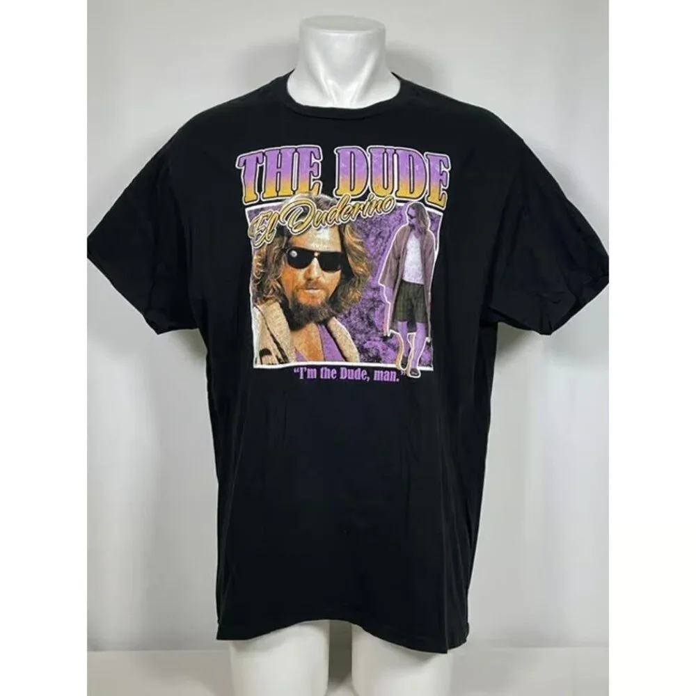The Big Lebowski The Dude El Duderino Crew Neck Black T-Shirt Men's 2XL - Picture 1 of 6